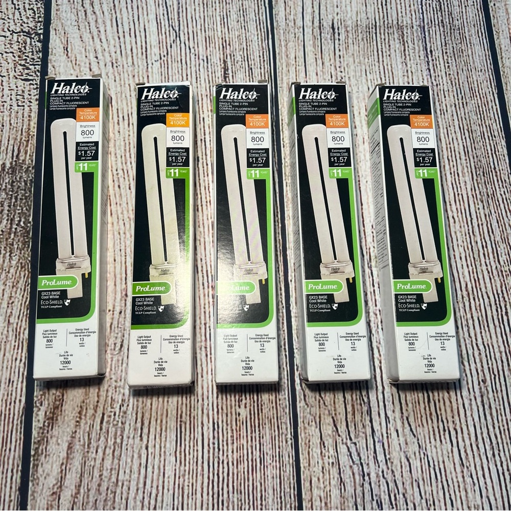 5 Pack Halco Lighting Single Tube 2-Pin Plug-In Compact GX23‎ Base 13 watts